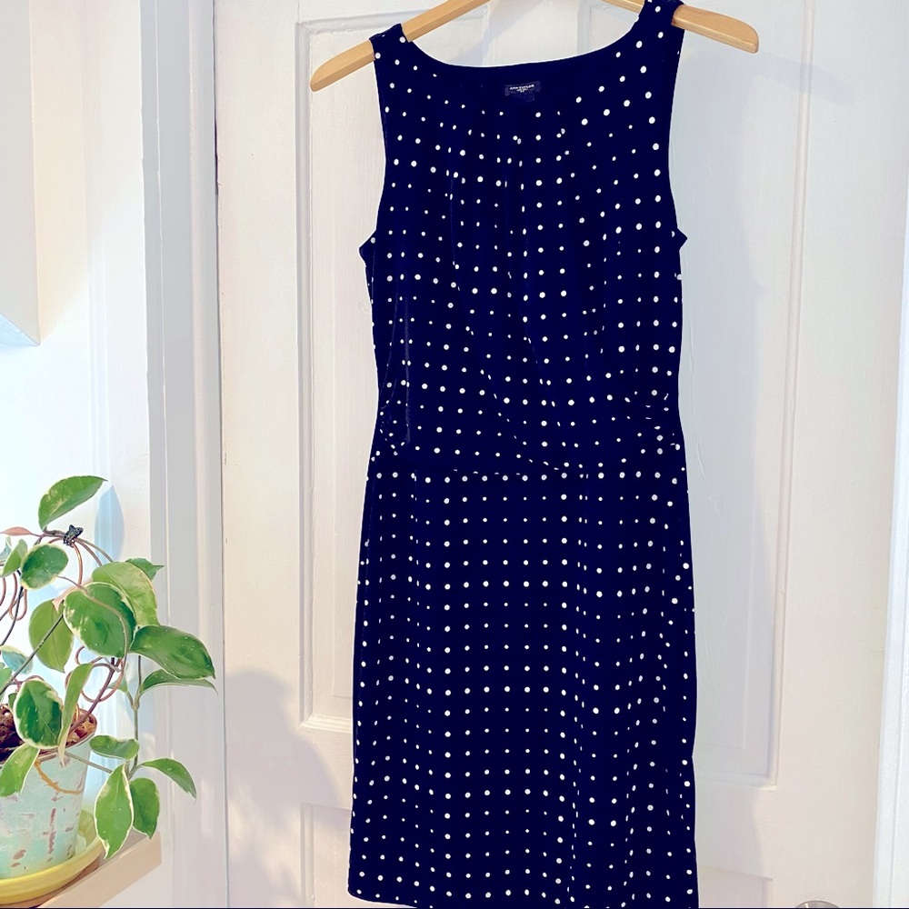 Ann Taylor Black and White Polka Sot Sheath Dress Size Small Like New Condition